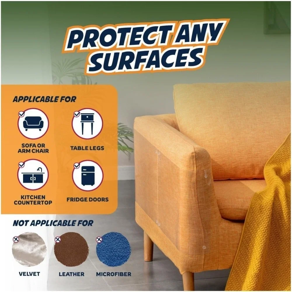 Panther Armor Heavy Duty Clear Furniture Protectors From Cats 12 Pack